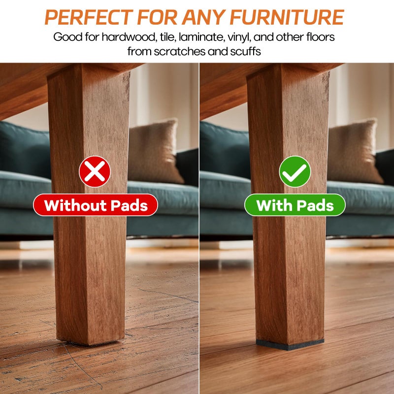 BAIPOK Felt Furniture Pads 10pcs 8" x 6" Adhesive Large Felt Pads, Cuttable Chair Leg Pads, Hardwood Floor Protectors for Furniture, Black - Image 3